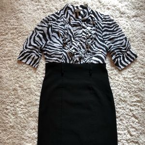 Animal Print Ruffles Black and White Zebra Print Dress Ruffles